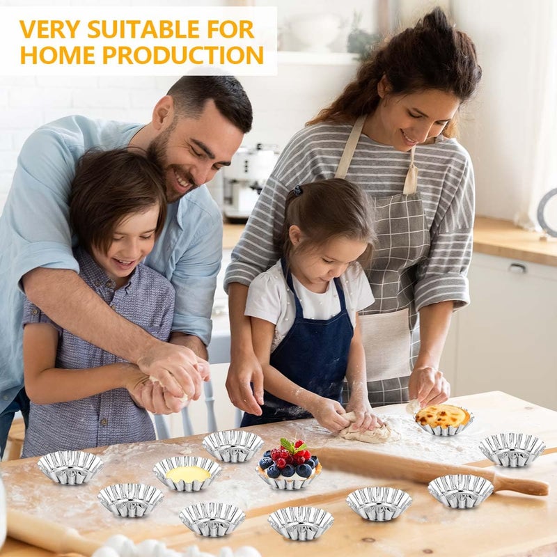 OBTANIM 20 Pcs Stainless Steel Mini Tart/Pie Pans, 3 Inch Small Tart/Pie Pan Portuguese Tart Baking Mold Mini Tart/Pie Tins for Baking Supplies - Image 5